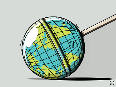 Earth Sucker Pop creative earth globe happy impulse happyimpulse illustration lollipop playful pop sucker world