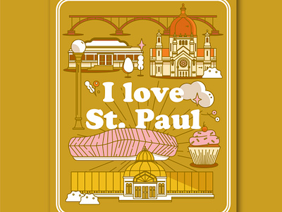 I love St. Paul adventure city colorful design editorial illustration illustration infographic informational graphic line art neighborhood place poster poster design travel typography vector