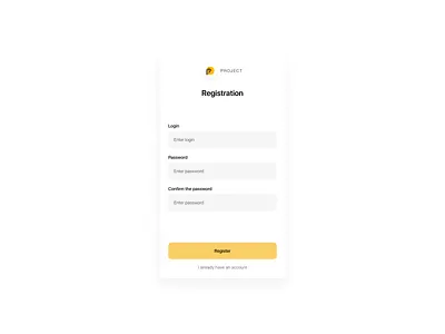 Registration concept registration ui ux yellow