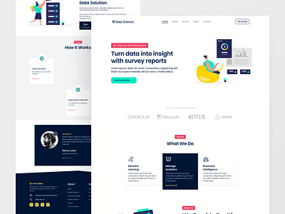 Data Science Landing Page branding clean consulting data analysis data analytics data center data science data scientist design homepage landing page machine learning mobile app modern simple technology ui web design website website design
