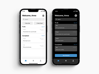 Task Delegation App - Modern app clean clean design dark mode dark theme design interface ios light mode light theme mobile modern native elements sketch task delegation task management tasks to do ui ux