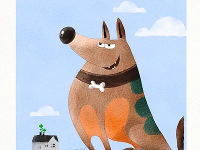 Watercolor cute Dog dog kawaii