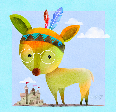 Watercolor cute Deer clipart deer kawaii