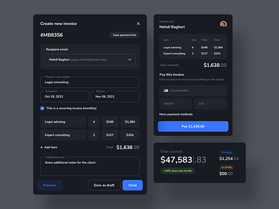 Quick pay dashboard: components design app app design buttons clean components dashboard design system dropdown input interface menu minimal mobile navigation payment popup product design quick pay ui design ux design