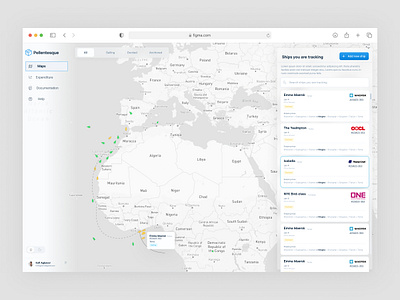 Ship/ Vessel tracking interface dashboard light mode shipping ui