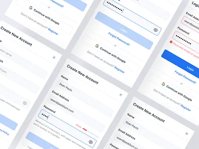Login & Register Modal account button card clean components email error form input light login modal password pop up security sign up state text field ui ux