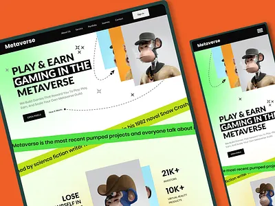 NFT - Metaverse Landing Page Design app bitcoin clean dark header homepage illustration landingpage logo marketplace metaverse new design nft ui ux website