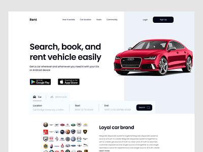 Car Rental Website book car booking car car landing page car rent car sharing clean illustration landing page minimal ren a car rent rental rental app renting a car sharing vehicle vehicle rent web design website