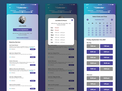 Calendario Appointment Booking Mobile App UI Design branding graphic design ui