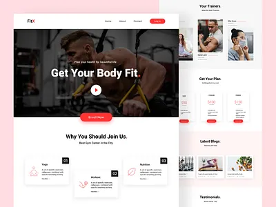 FitX - Landing Page creative design gym gymcentrelandingpage homepage landing page landingpage landingpagedesign minimal site ui uidesign uiux userinterface ux web webdesign website