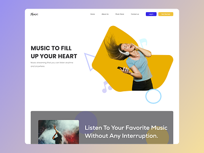 Music Web App Landing page app design icon ui ux