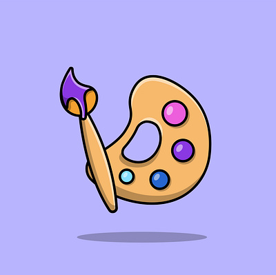 Paint Brush With Color Palette colorful