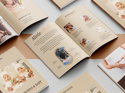 Design Template Magazine Newborn for Business, Photographer baby business magazine canva design canva template catalog company design custom family indesign layout magazine magazine layout newborn photo session photography photoshoot price list studio template welcome guide