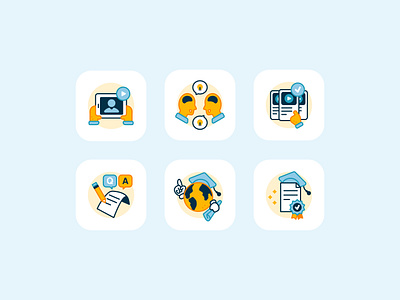 E-Course Icon Set app branding design graphic design icon icon design icon pack icon set illustration interface logo ui