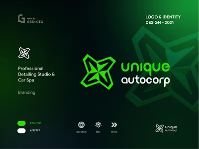 Unique Autocorp - Logo design & Branding branding geen geo geengeo goldenratio illustrator kerala logo logodesign pampady unique autocorp