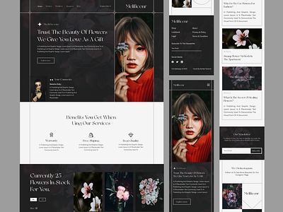 Responsive melificenr - Web Design for Flower Store app application dark flower flower store responsive store store online trend ui ux web website website online websitedark