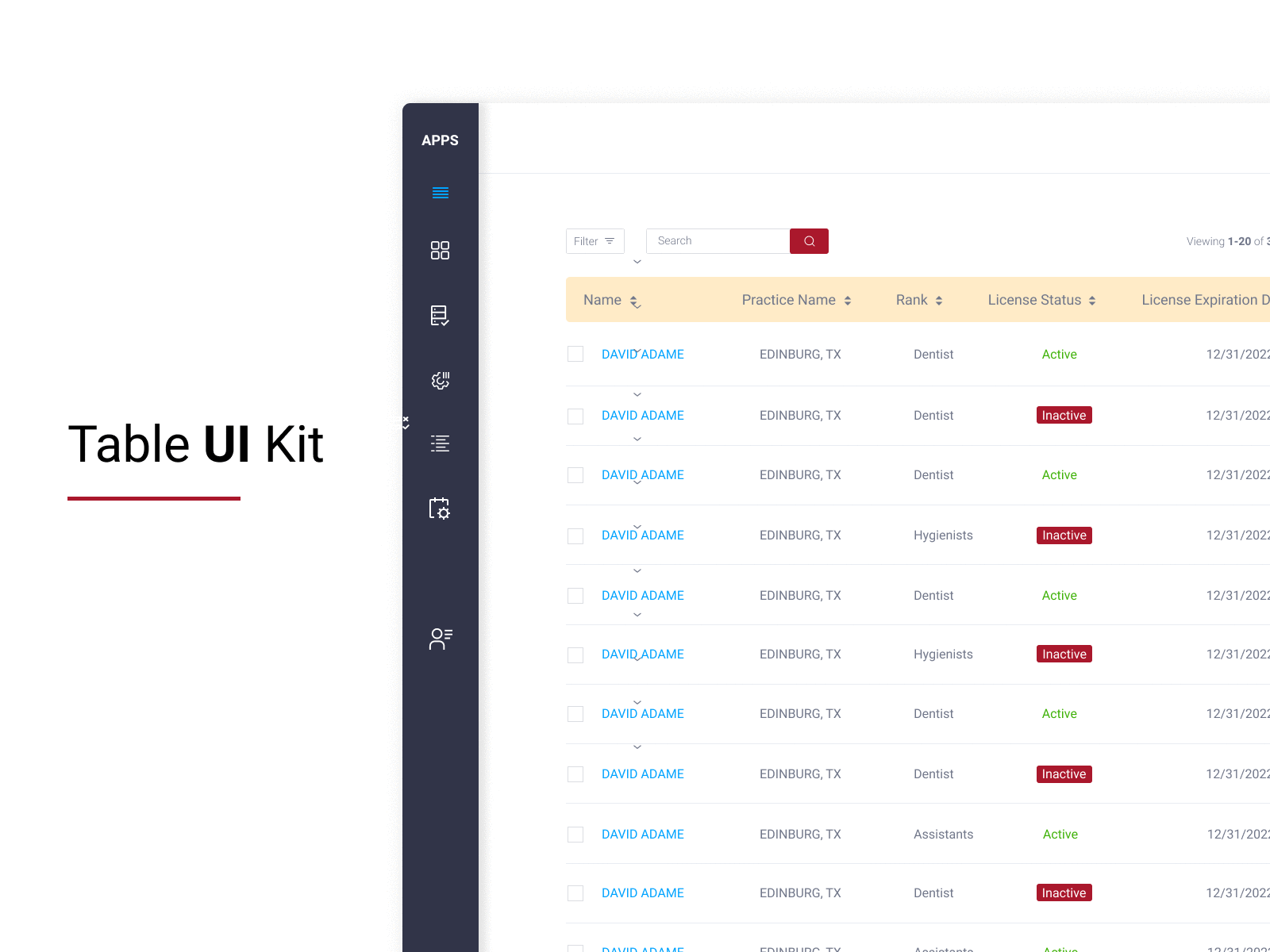 Table UI Kit Design apps design dashboard ui figma ui mobile ui table ui template design ui design uiux web design