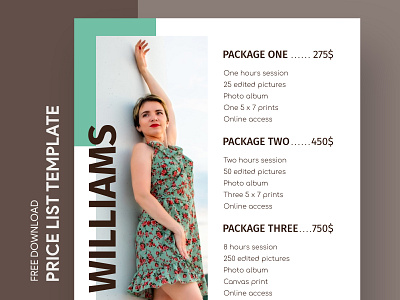 Photography Price List Free Google Docs Template business charges design docs google list ms photo photographer photography price price list pricelist rate tariff template templates word