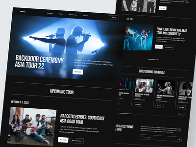 Musico Promotor Landing Page artist band bold booking clean concert event festival line up minimalist modern music music group musician performance schedule simple ticket web design