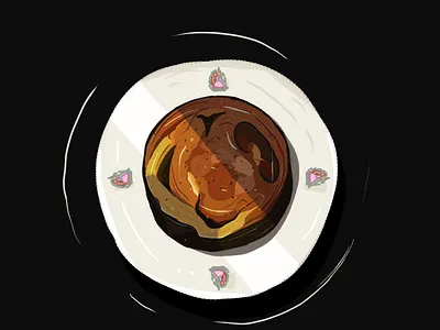 slice of Eggplant in a traditional Egyptian plate food digital paintings