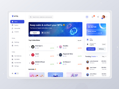 NFT Dashboard Design clean crypto crypto dashboard dashboard ui dashbord icon marketplace minimal nft nft art nft dashboard nft market nft marketplace nft ui ui