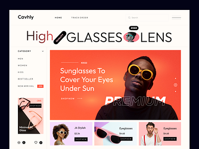 Sunglasses Shop Website Design colorful design ecommerce eyewear fashion figma girl glasses header interface landing modern page shop summer sunglasses ui