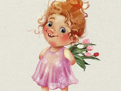 Spring character character design cute illustration digital digital art girl illustration illustration art illustrator kids kids illustration spring tulpin
