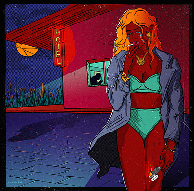 ANOTHER NIGHT IN LA adobe illustrator comics girl illustration illustration art illustration digital popart portrait