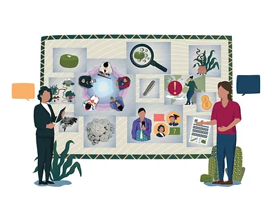 Presenting Findings on Plant based medicine and communities. adobe illustrator community learnings plant based medicine presentation psychedelics vector