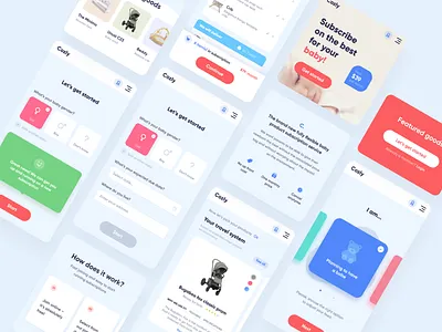 ❋ Cozly: Personalized Baby Goods App app application baby children concept cozy cute ecommerce friendly furniture goods pastel personalized shop store ui