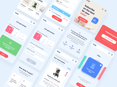 ❋ Cozly: Personalized Baby Goods App app application baby children concept cozy cute ecommerce friendly furniture goods pastel personalized shop store ui