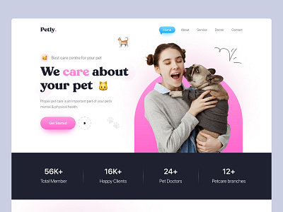 Pet Care Website animal animal care care cat clean dog landing minimal pet pet care pet shop pet store pet ui pet web ui designer uix veterinarian veterinary visual website