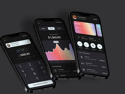 Bank Mobile App app application bank bank app bankapp banking cards clean dark darkmode darktheme finance popular product transactions trend trends ui uidesign uidesigner