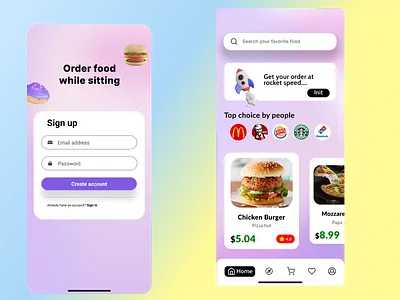 Food App app fastfoodapp letsdesign mobileapp page signin signup uidesign