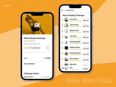 Daily Ui: Day #019 - Leaderboard 019 app application branding dailyui design e commerce leaderboard logo nike nike run club ui ux