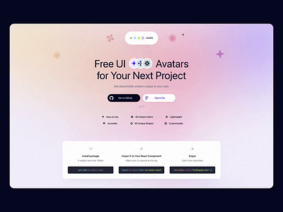 Avvvatars.com - Open Source React UI Avatar Library avatar avatar image avatars avvvatars color pallette colors framer sites gradient landing page open source product hunt shape avatar shapes
