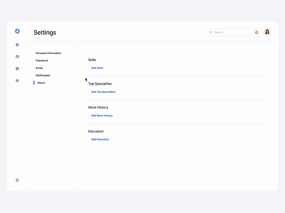 Mangrove: Settings About Interaction components configuration dashboard data management data table design desktop editor form hover illustration interface manage report saas saas dashboard settings setup ui ux