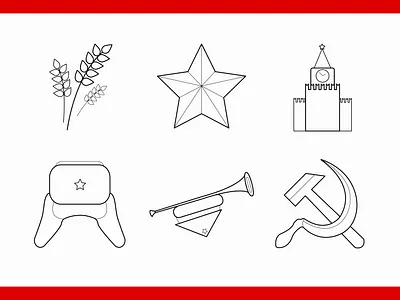 Soviet icons - USSR Symbols icon monoline red russia set of icons slavic soviet soviet union ussr