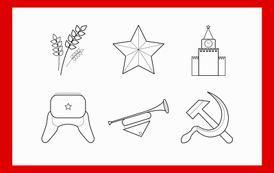 Soviet icons - USSR Symbols icon monoline red russia set of icons slavic soviet soviet union ussr