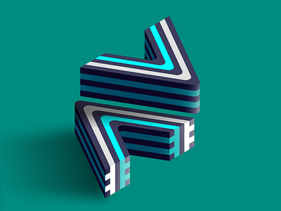 Logomark exploration 3d abstract art branding design form graphic illustration isometric letter lettering lighting logo shading shapes stripes typography vector