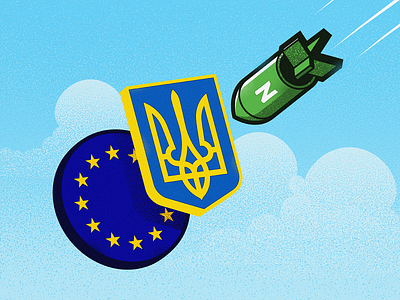 Ukraine bomb europe flag illustration protect protection rocket russian shield sky ukraine