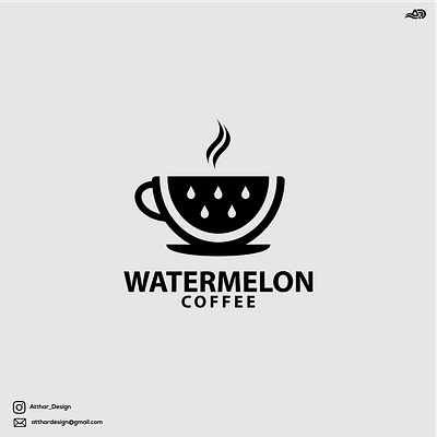 WATERMELON AND COFFEE apparel brand brand design brand mark branding combination company design dualmeaning icon illustration lettering logo popular symbol top logo