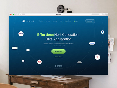 Sophtron - Landingpage of financial data aggregation api financial website futuristic website landingpage payment website