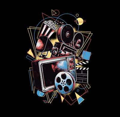 Recording and Watching branding graphic design graphic t illustration t shirt design