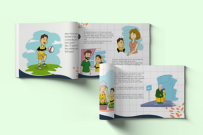 Peter und Oma gehen ins Stadion ENGLISCH art character children book design illustration illustrator vector