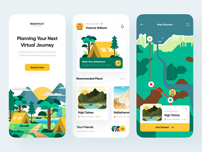 🌲 Adpentur – Virtual Adventure App adventure app ar camp color colorfull cool direction app illustration illustration app maps metaverse mobile app mountaint navigation trends vacation vr vr app