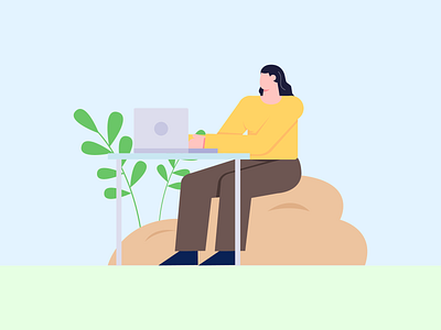 Work from Anywhere! character code coding design graphic illustration laptop marketing ui vector wfh work