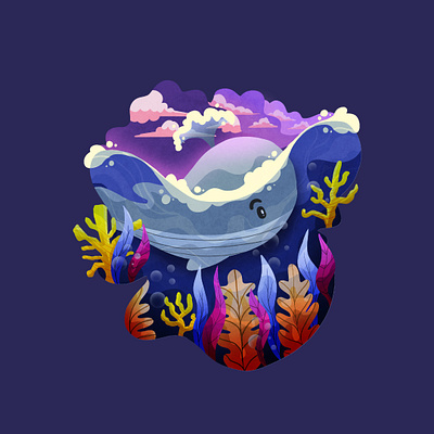 Under D'Sea background branding character coral design fish graphic design illustration logo portrait sea vector
