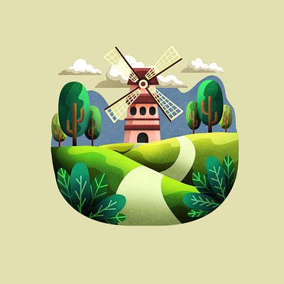 Windmill background branding character design graphic design illustration logo portrait vector