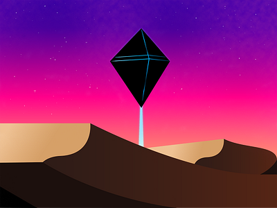 Desert Abduction 80s abduction aliens cube desert illustration illustrator landscape neon retrowave sci fi science fiction scifi spaceship stars sunset synthwave ufo vaporwave vector